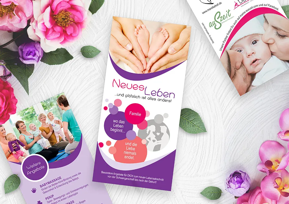 Referenz Flyer für Mama Zeit
