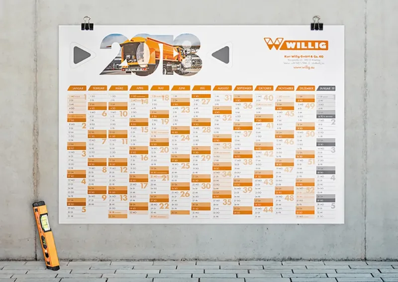 Referenz Wandkalender für Firma Willig