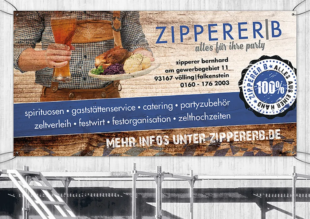 Referenz Gestaltung Bauzaun für Firma Zipperer